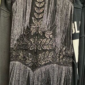 Flapper Black and Silver Fringe Dress - Never Worn